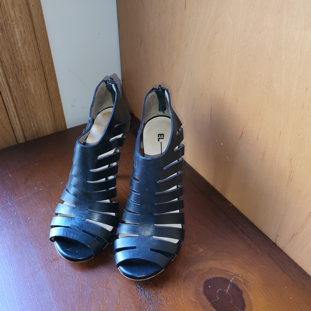 NEW Italian Black Peep-Toe Heels